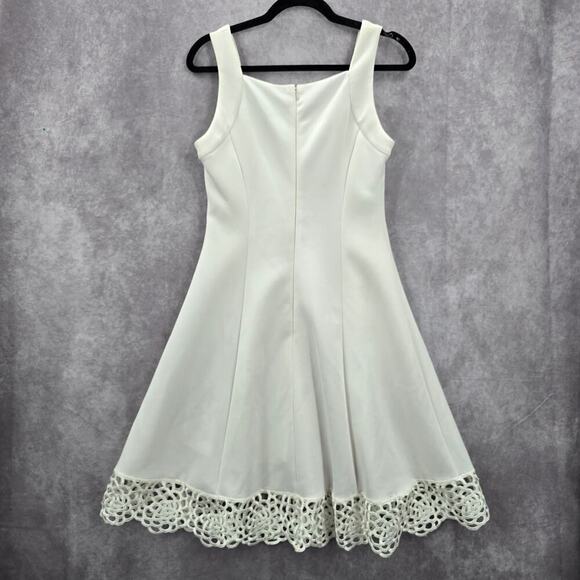 Donna Ricco White Sleeve Less Lace Zipper Y2K Retro Indie Flare Dress 8 - Picture 2 of 8